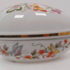 Avon Butterfly Fantasy Porcelain Treasure Egg Trinket Dish w/Lid 22kt Gold Trim